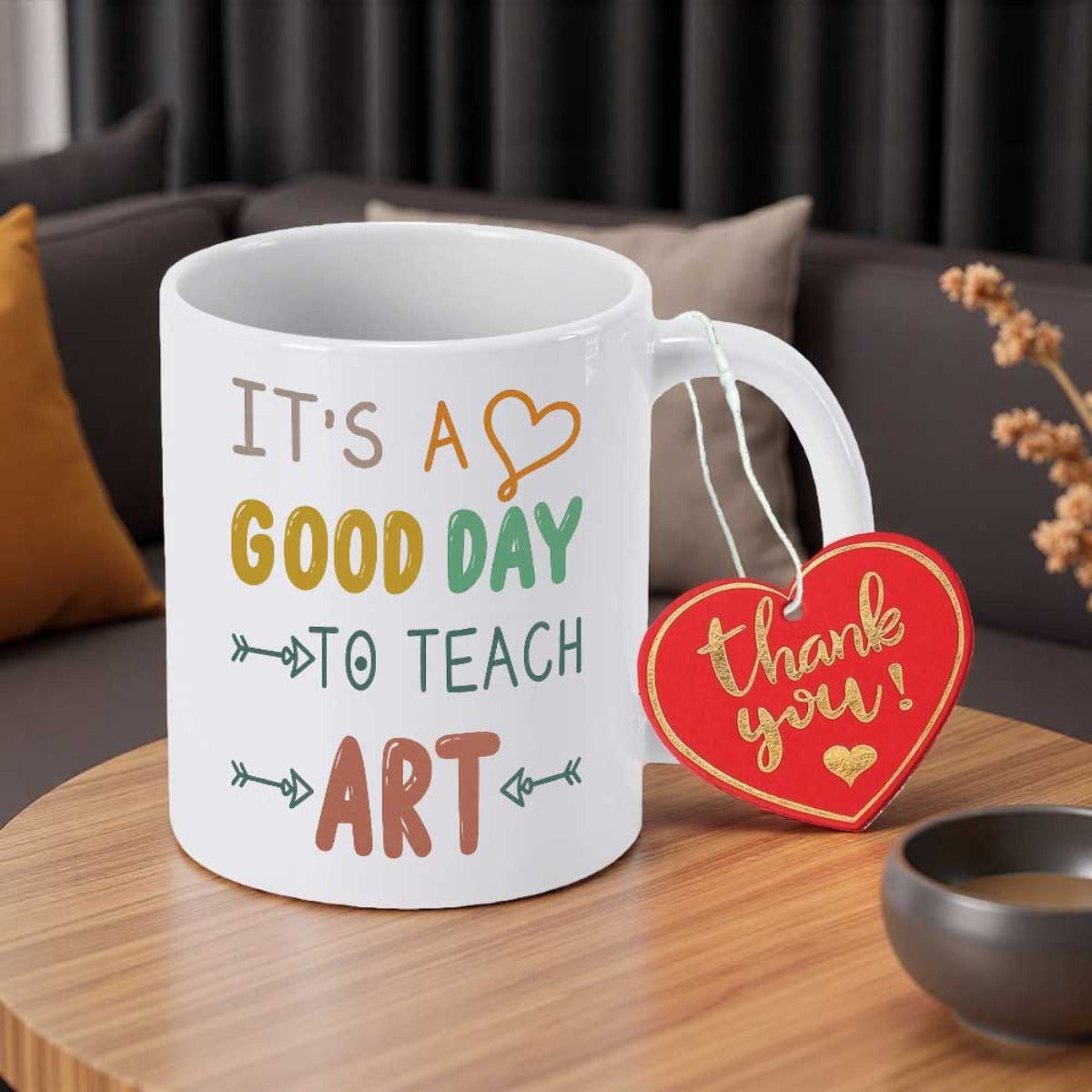Tailorly White Ceramic 11 oz Mug - Its A Good Day To Teach Art Colorful Hand Lettered Graphic Printed