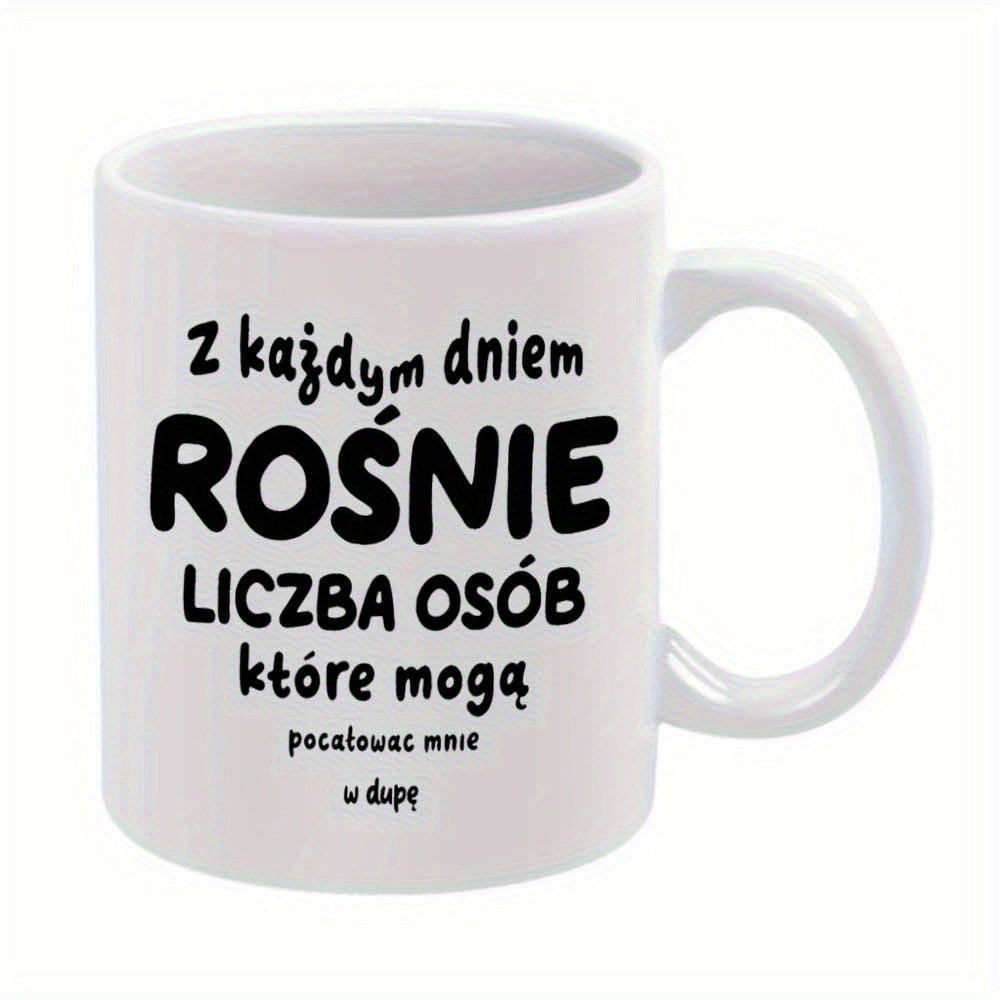 Tailorly White Ceramic 11 oz Mug - Pure With Bold Black Artistic Lettering Coffee Mug