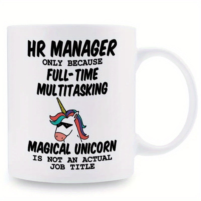 Tailorly White Ceramic 11 oz Mug - HR Manager Only Because Full Time Multitasking Magical Unicorn Is Not An Actual Job Title Colorful Mane Wearing Sunglasses