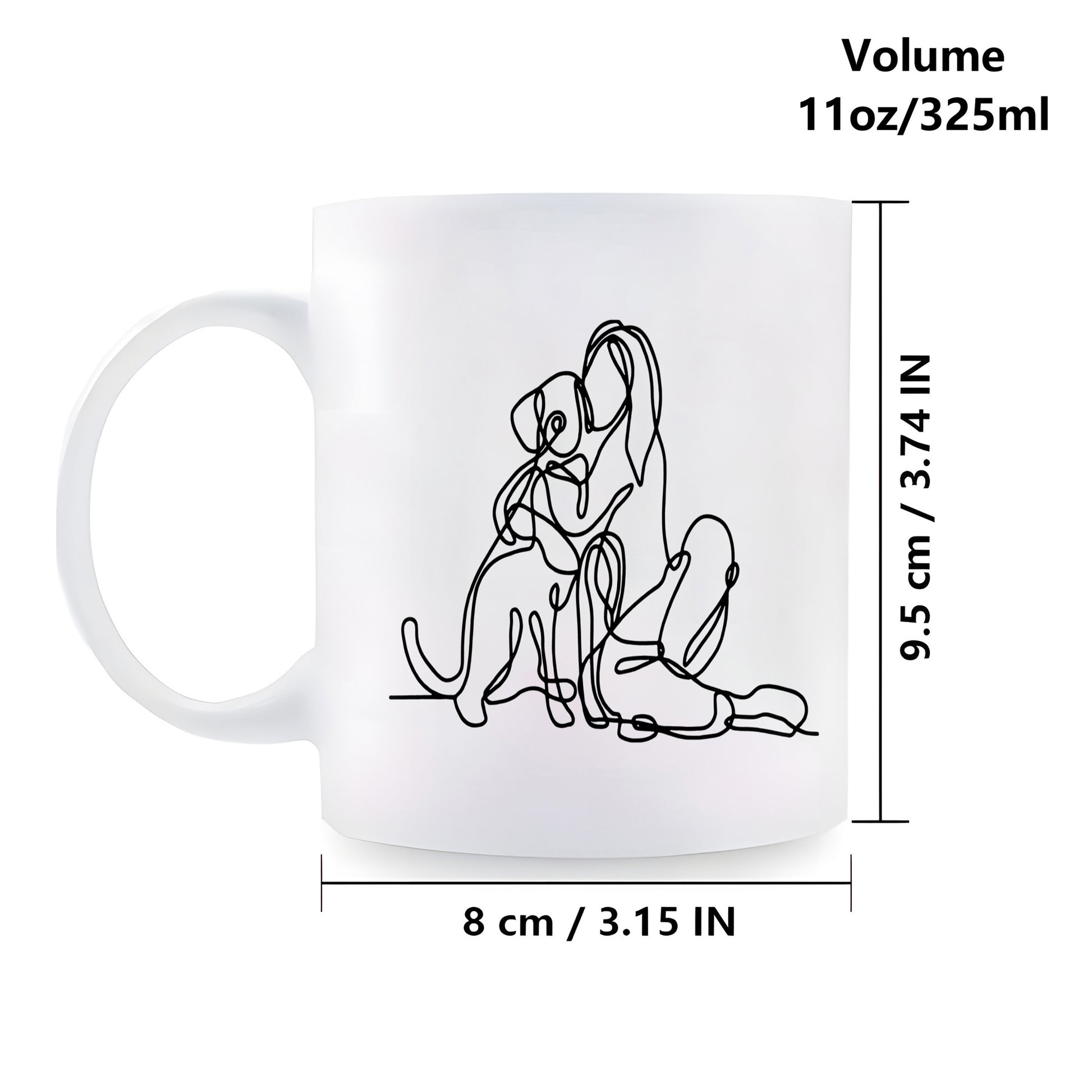 Tailorly White Ceramic 11 oz Mug - Minimalist Single Line Drawing Of A Girl Hugging Her Loyal Dog
