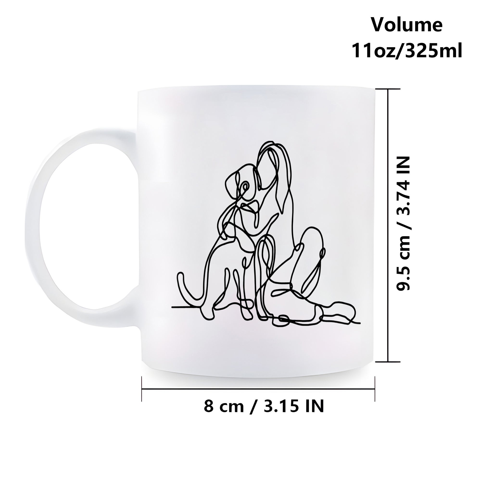 Tailorly White Ceramic 11 oz Mug - Minimalist Single Line Drawing Of A Girl Hugging Her Loyal Dog