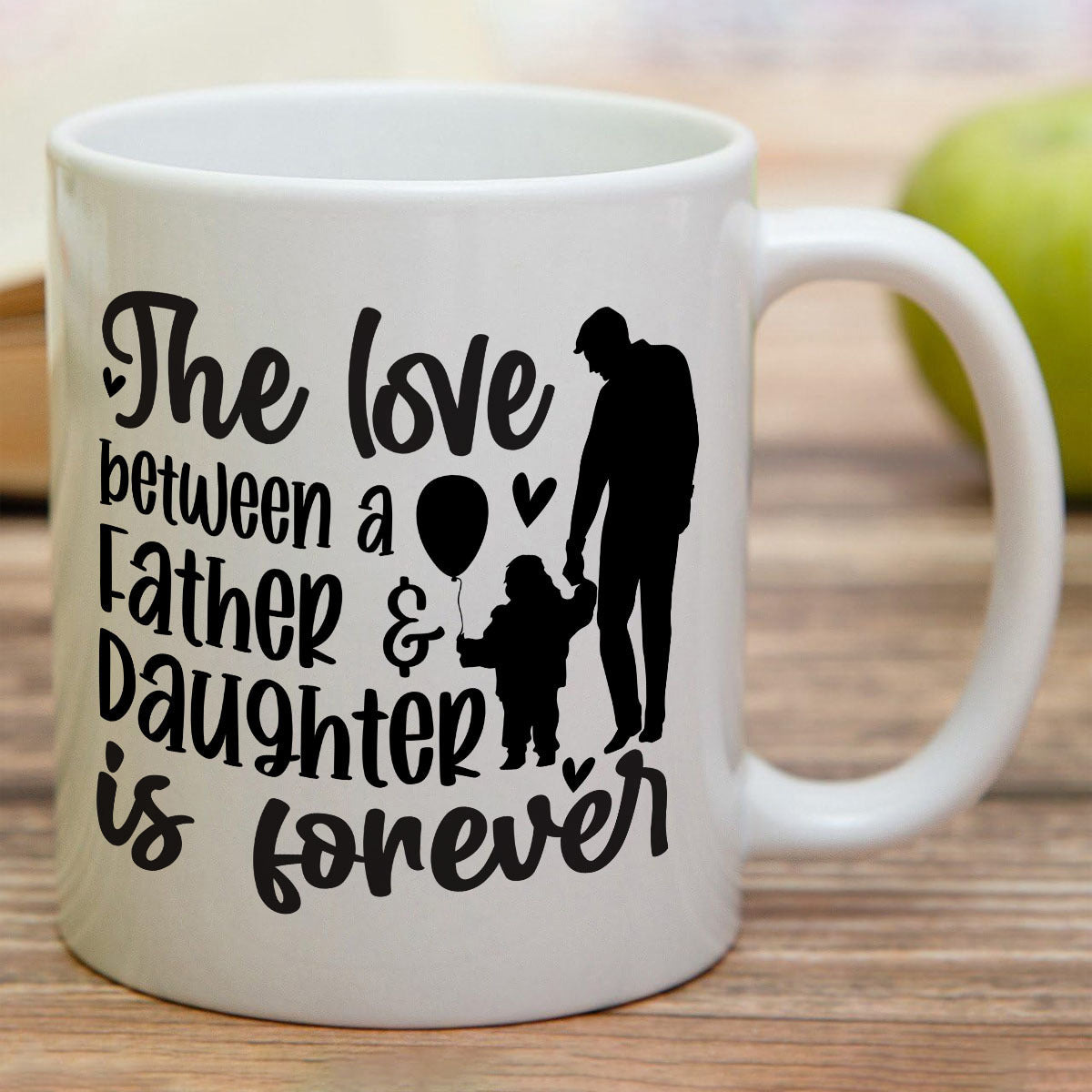 Tailorly White Ceramic 11 oz Mug - The Love Between A Father Daughter Is Forever Heartwarming Silhouette Of Parent Holding Hands With Young Child Father