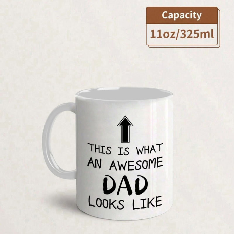 Tailorly White Ceramic 11 oz Mug - This Is What An Awesome Dad Looks Like Simple Minimalist Black Arrow Pointing Upward On A Clean