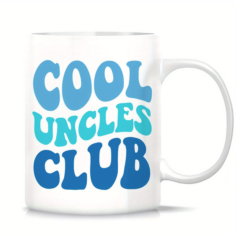 Tailorly White Ceramic 11 oz Mug - Cool Uncles Club Retro Stylized Blue Wavy Typography Design For Family Themed Sign