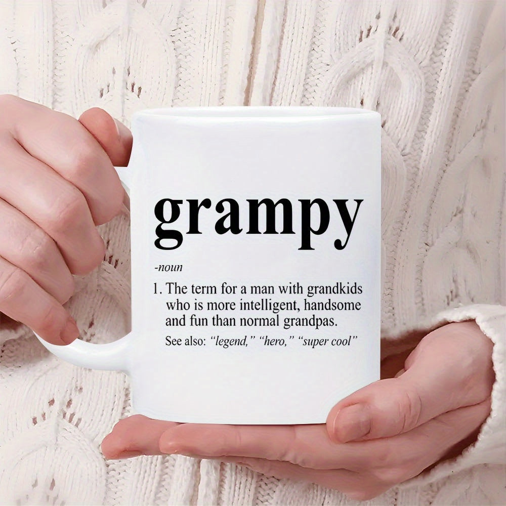 Tailorly White Ceramic 11 oz Mug - Grampy Legend Hero Super Cool Clean White Background With Bold Black Minimalist Dictionary Style Typography Text Mug