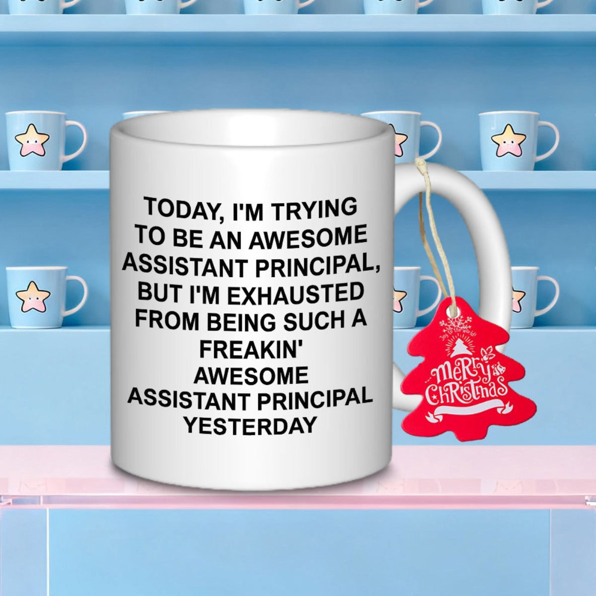 Tailorly White Ceramic 11 oz Mug - Today Im Trying To Be An Awesome Assistant Principal Elegant With Bold Black Humorous Text Message Mug