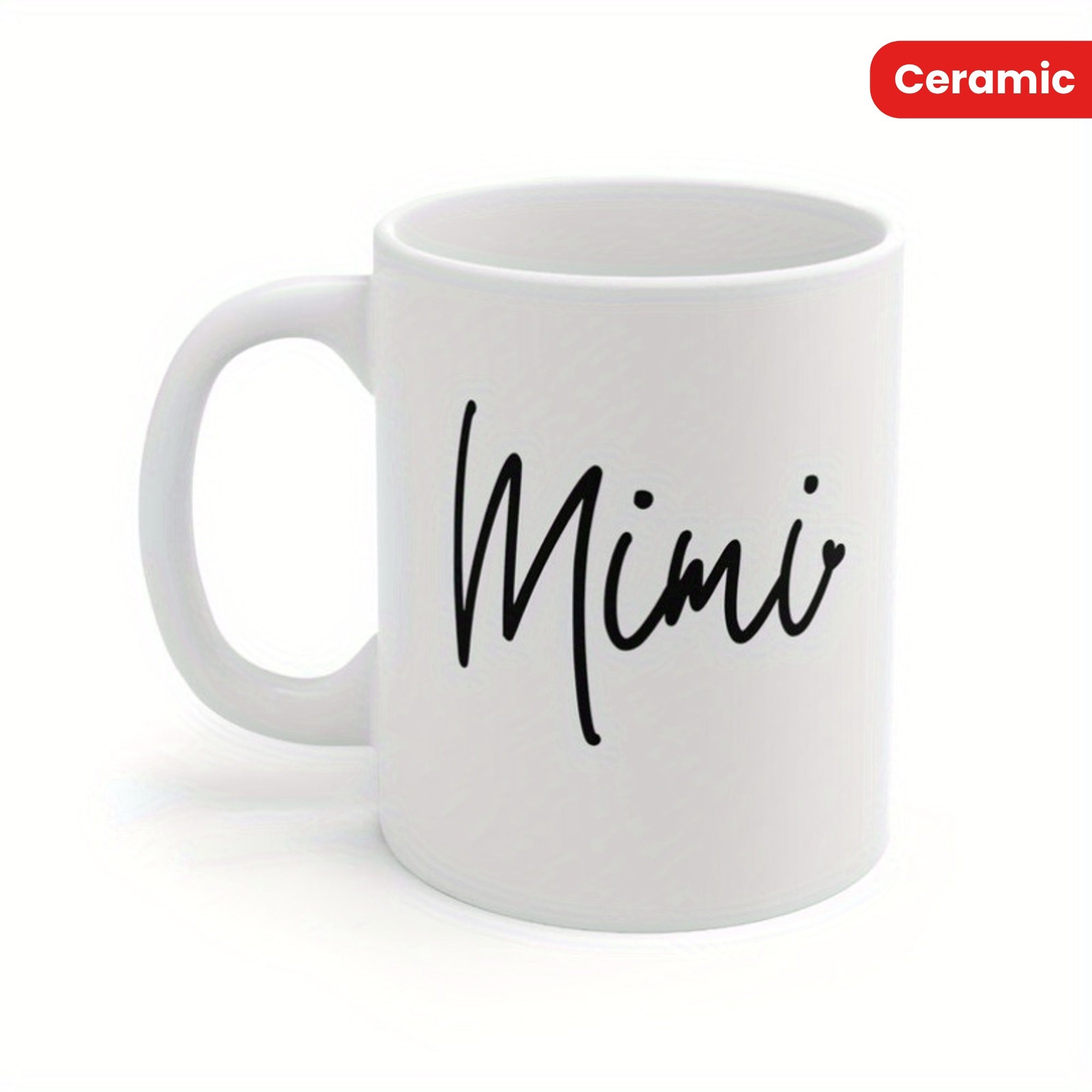 Tailorly White Ceramic 11 oz Mug - Mimi Minimalist Clean White Ceramic Kitchenware Heart Coffee Tea Mug