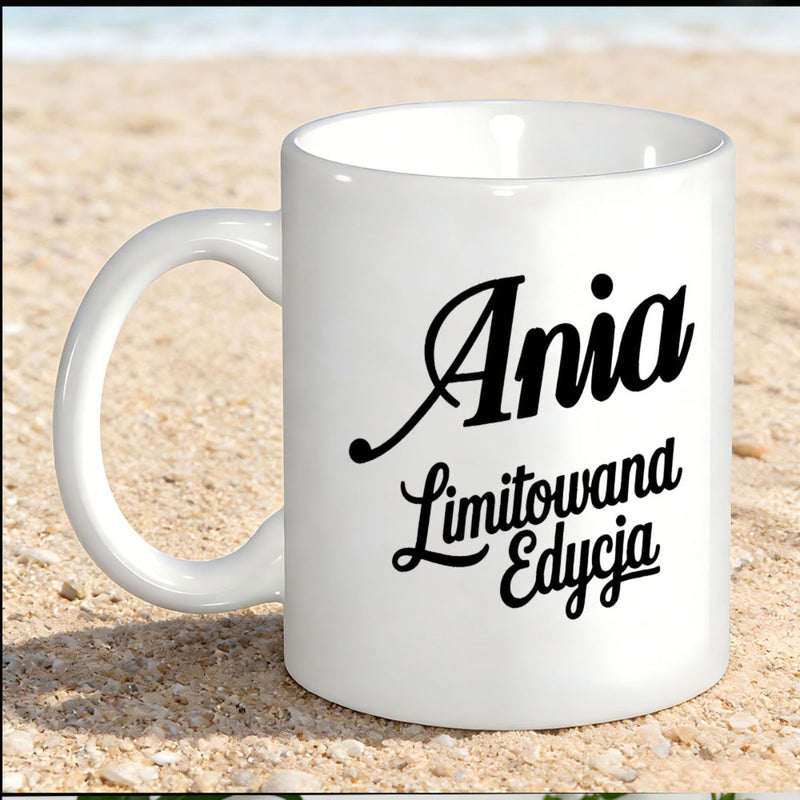 Tailorly White Ceramic 11 oz Mug - Elegant Minimalist White Ceramic Kitchenware Placed On A Sandy Beach Mug