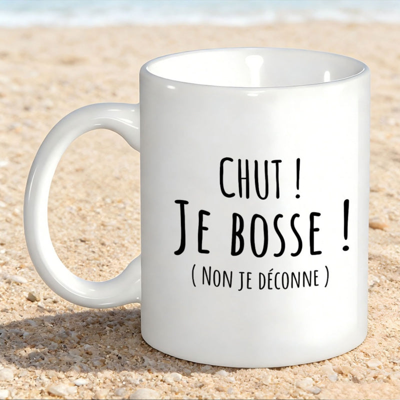 Tailorly White Ceramic 11 oz Mug - Sleek Sitting On Soft Beach Sand Mug