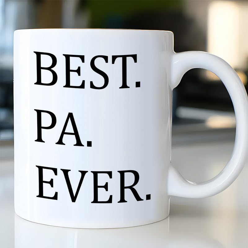 Tailorly White Ceramic 11 oz Mug - Best Pa Ever Clean Black Serif Text Displayed On A Polished White Surface Typography