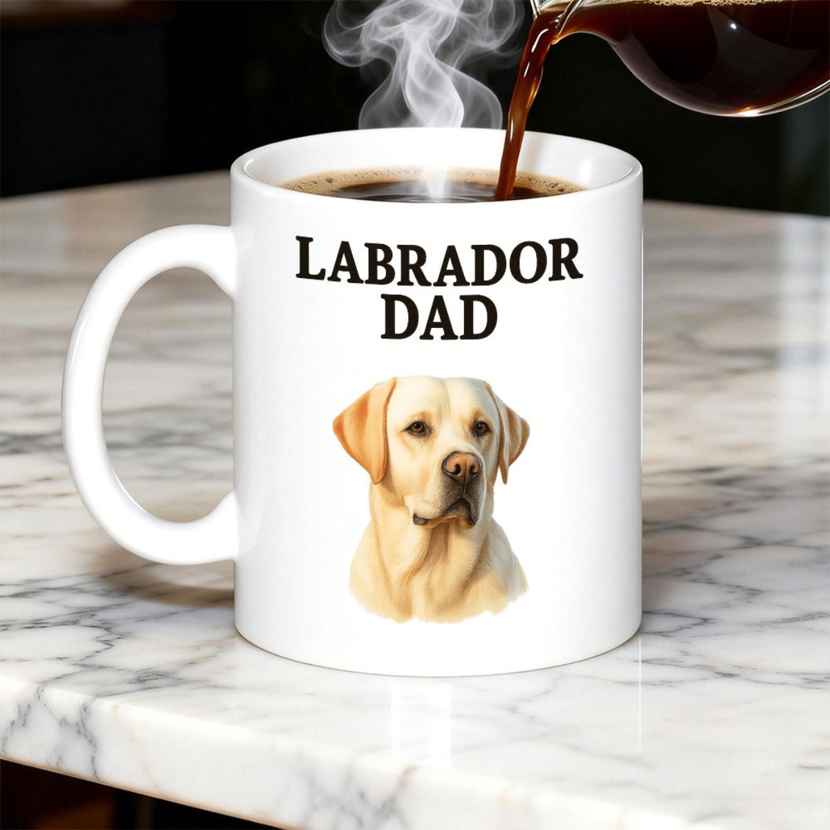 Tailorly White Ceramic 11 oz Mug - Labrador Dad Golden Coated Loyal Dog Portrait With Gentle Eyes And Majestic Calm Labrador