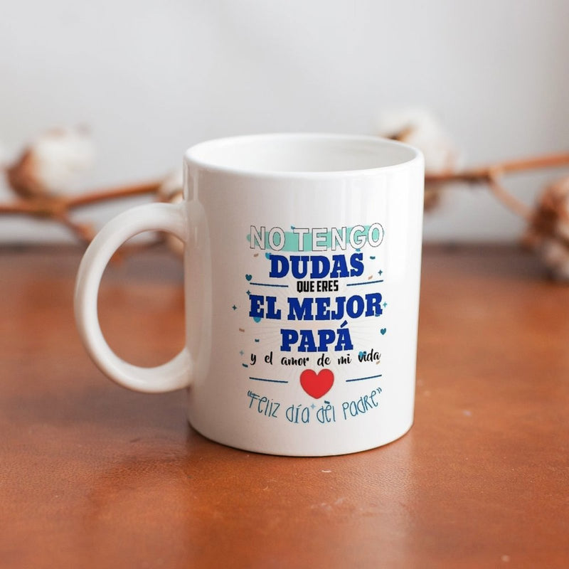 Tailorly White Ceramic 11 oz Mug - Vibrant Red Heart With Elegant Blue Decorative Lettering And Tiny Dots Heart
