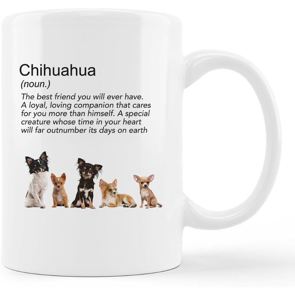 Tailorly White Ceramic 11 oz Mug - Chihuahua Several Small Cute Puppy Dogs Sitting Together On Clean White Background Chihuahua