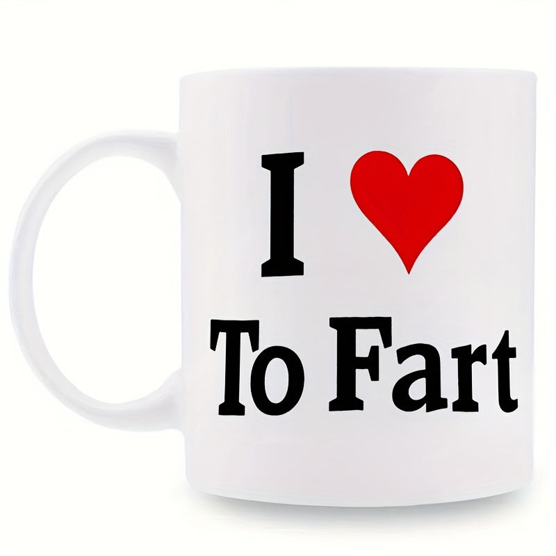 Tailorly White Ceramic 11 oz Mug - I To Fart Classic White Surface Showcasing A Vibrant Red Love Heart Pattern Centered Mug