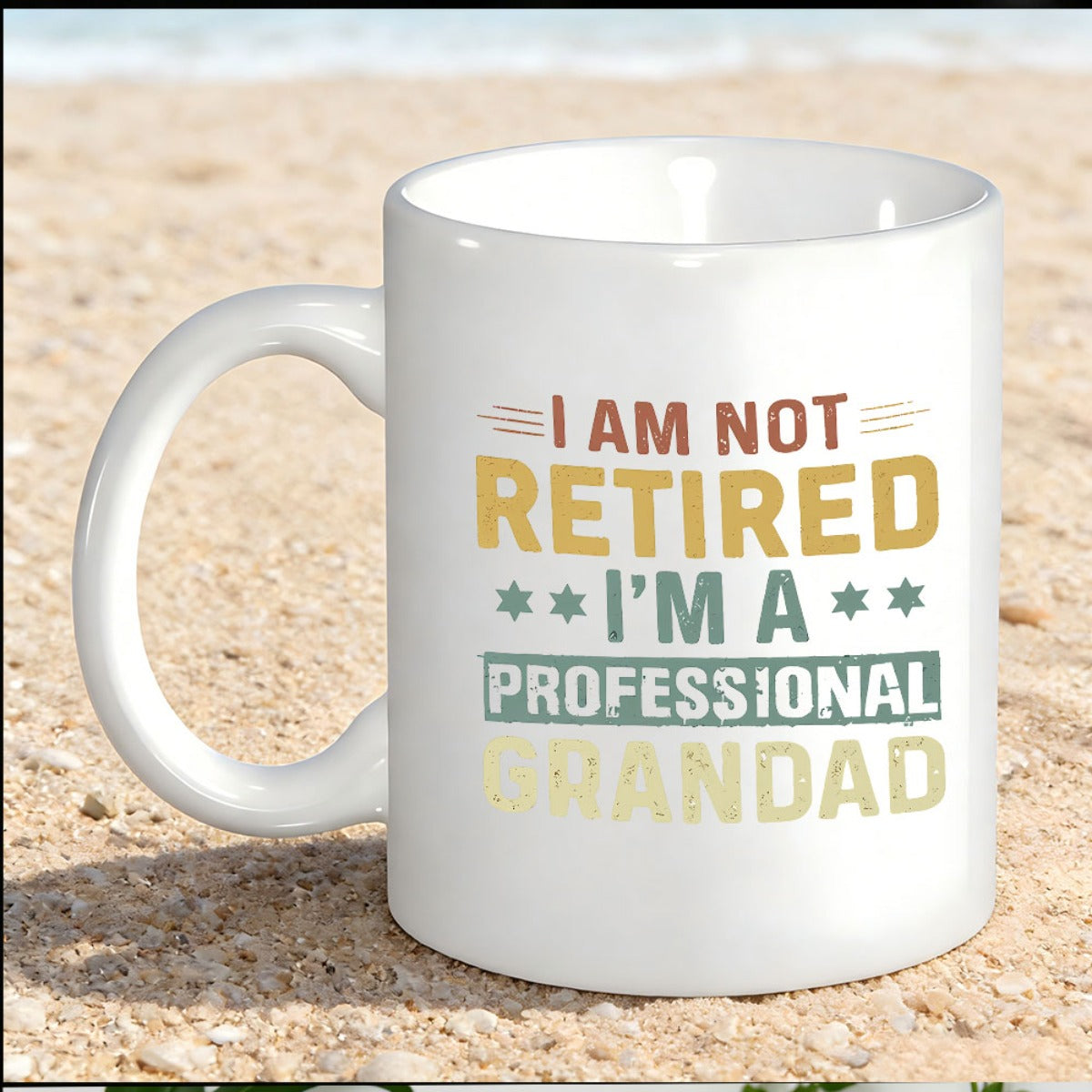 Tailorly White Ceramic 11 oz Mug - I Am Not Retired I'm A Professional Grandad Clean White Porcelain Surface Featuring Bold Typography With Star Accents Mug