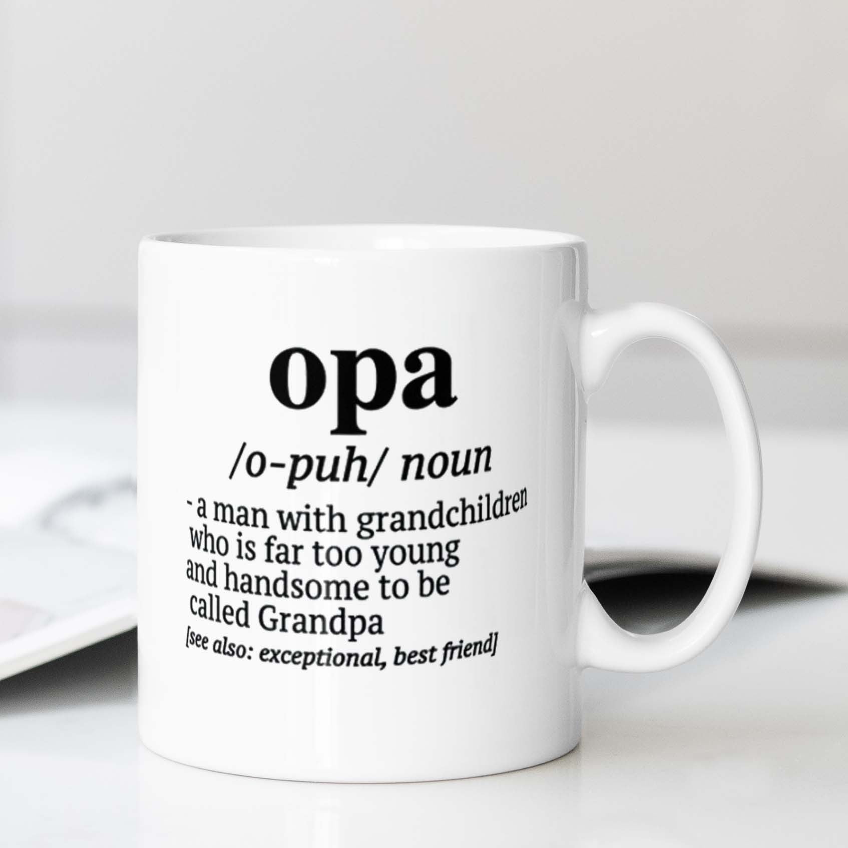 Tailorly White Ceramic 11 oz Mug - Opa Elegant Black Minimalist Dictionary Definition Typography On Clean