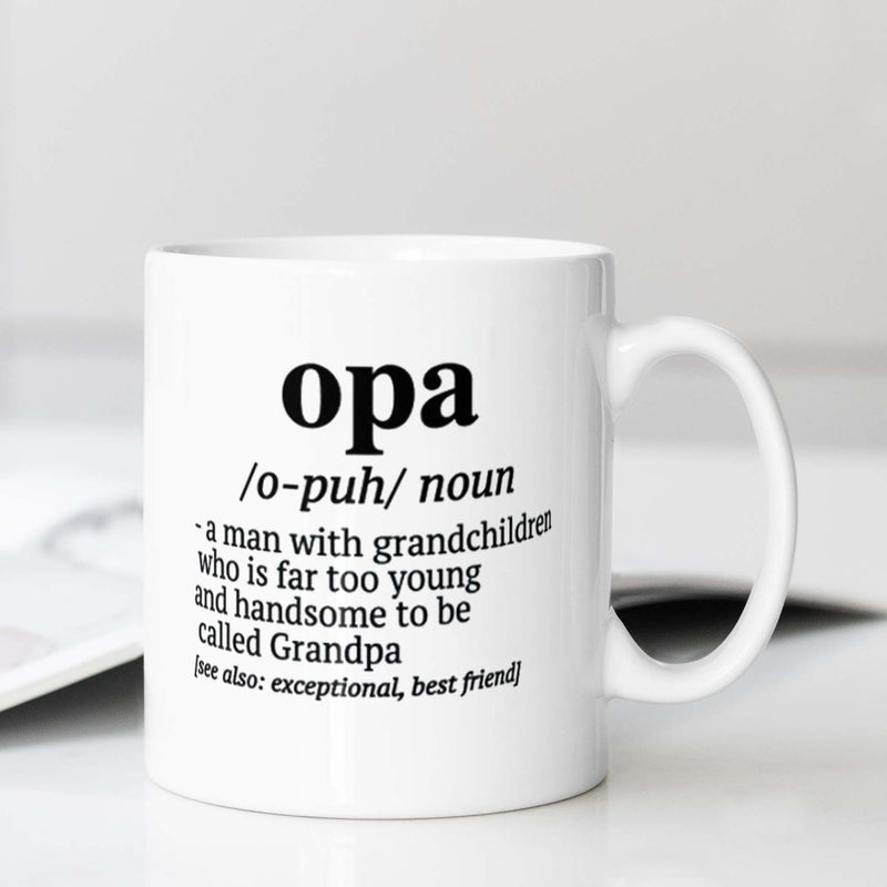 Tailorly White Ceramic 11 oz Mug - Opa Elegant Black Minimalist Dictionary Definition Typography On Clean