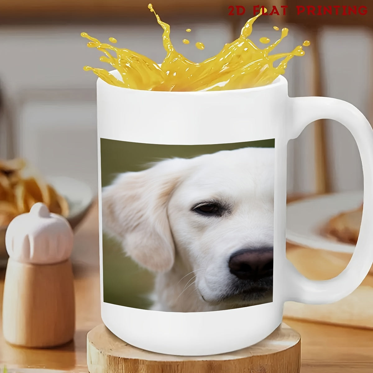 Tailorly White Ceramic 11 oz Mug - Serene White Golden Retriever With Soft Fur And Gentle Calm Expression Dog