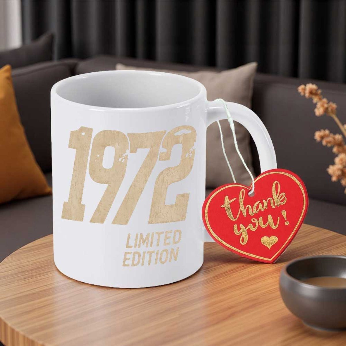 Tailorly White Ceramic 11 oz Mug - 1972 Limited Edition Distressed Vintage Style Text Printed On A Classic