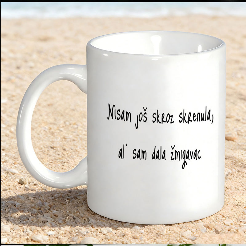Tailorly White Ceramic 11 oz Mug - Simple Minimalist White Ceramic Vessel With Handwritten Black Script Mug
