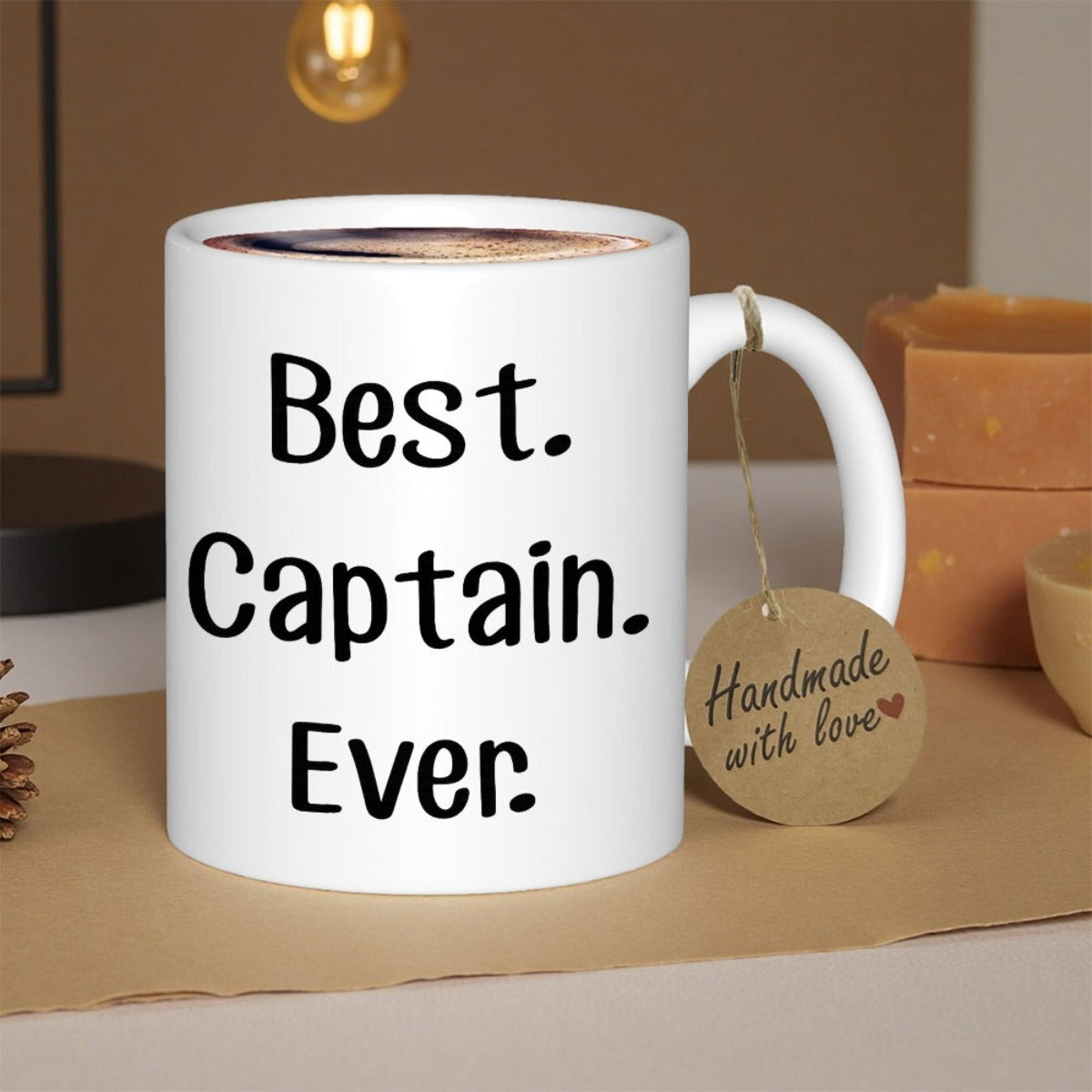 Tailorly White Ceramic 11 oz Mug - Best Captain Ever Simple White Ceramic Vessel With Clean Surface And Minimalist Design Mug