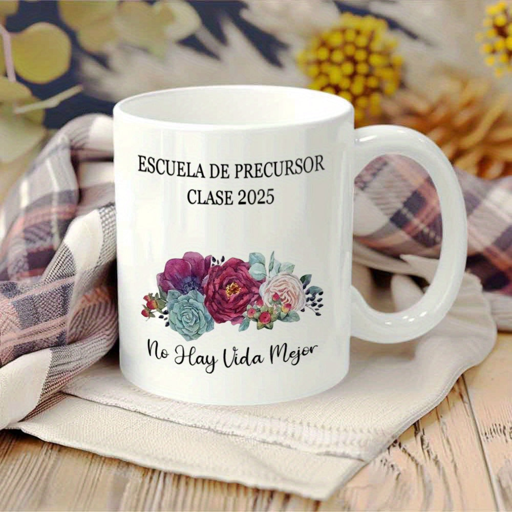 Tailorly White Ceramic 11 oz Mug - Elegant Colorful Succulents And Roses Arranged In A Beautiful Garden Flower