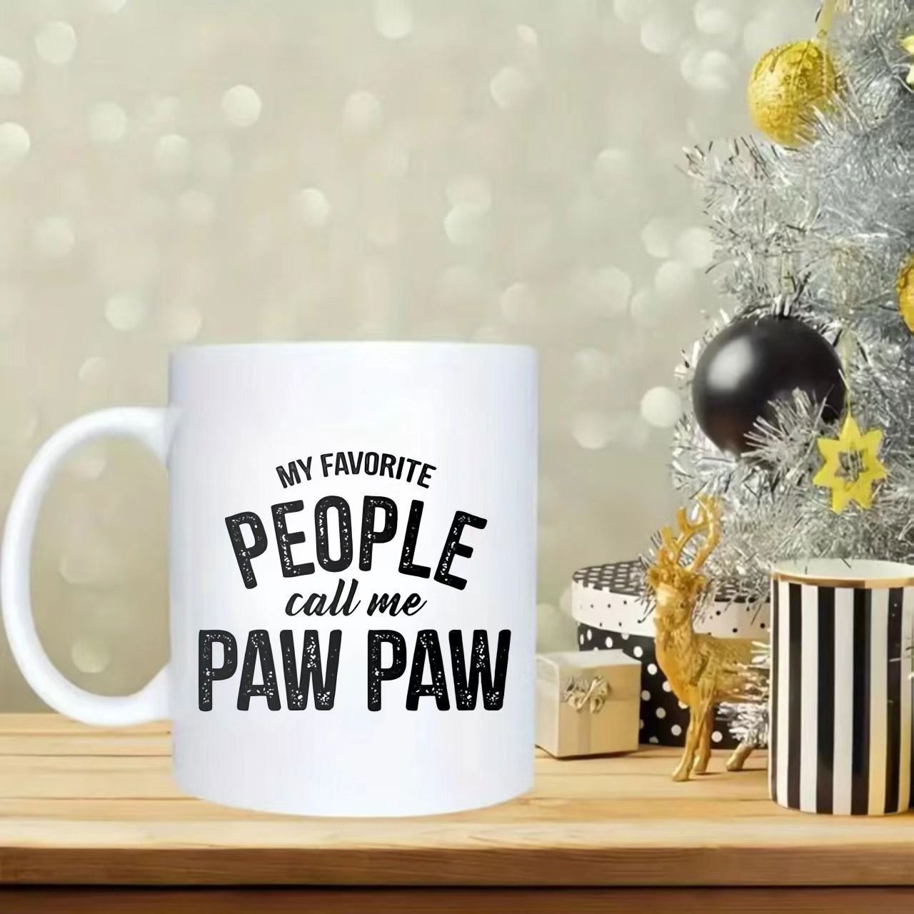 Tailorly White Ceramic 11 oz Mug - My Favorite People Call Me Paw Paw Rustic Distressed Bold Typography Created For Beloved Grandfather Sign