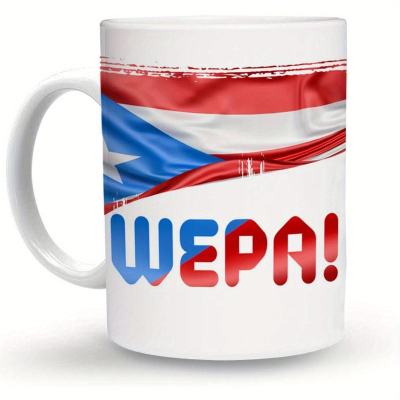 Tailorly White Ceramic 11 oz Mug - Wepa Vibrant Ripped Puerto Rican Flag Displayed Over A Clean White Surface Flag