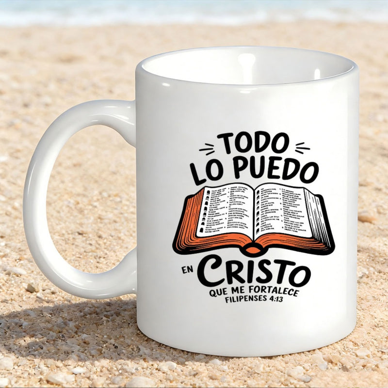 Tailorly White Ceramic 11 oz Mug - Classic Open Holy Scripture With Brown Cover And Detailed Pages Bible