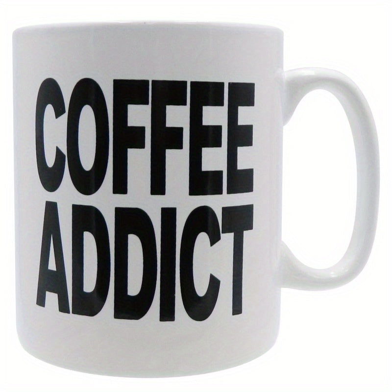 Tailorly White Ceramic 11 oz Mug - Coffee Addict Bold Black Block Lettering On Pristine Mug