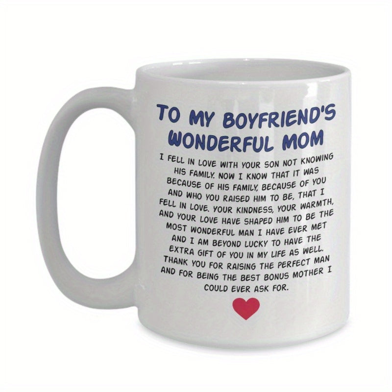 Tailorly White Ceramic 11 oz Mug - To My Boyfriends Wonderful Mom Pure With Sentimental Blue And Black Text Mug