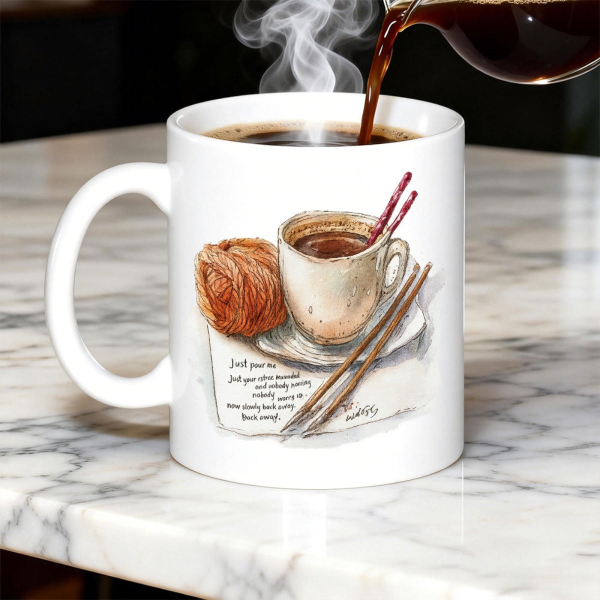 Tailorly White Ceramic 11 oz Mug - Detailed Watercolor Sketch Of Warm Morning Pastry And Steam Filled Coffee Mug