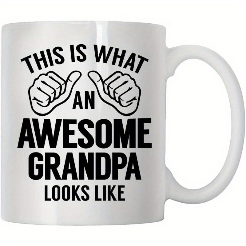 Tailorly White Ceramic 11 oz Mug - This Is What An Awesome Grandpa Looks Like Two Simple Hands With Thumbs Pointing Inward Against White Background Hands