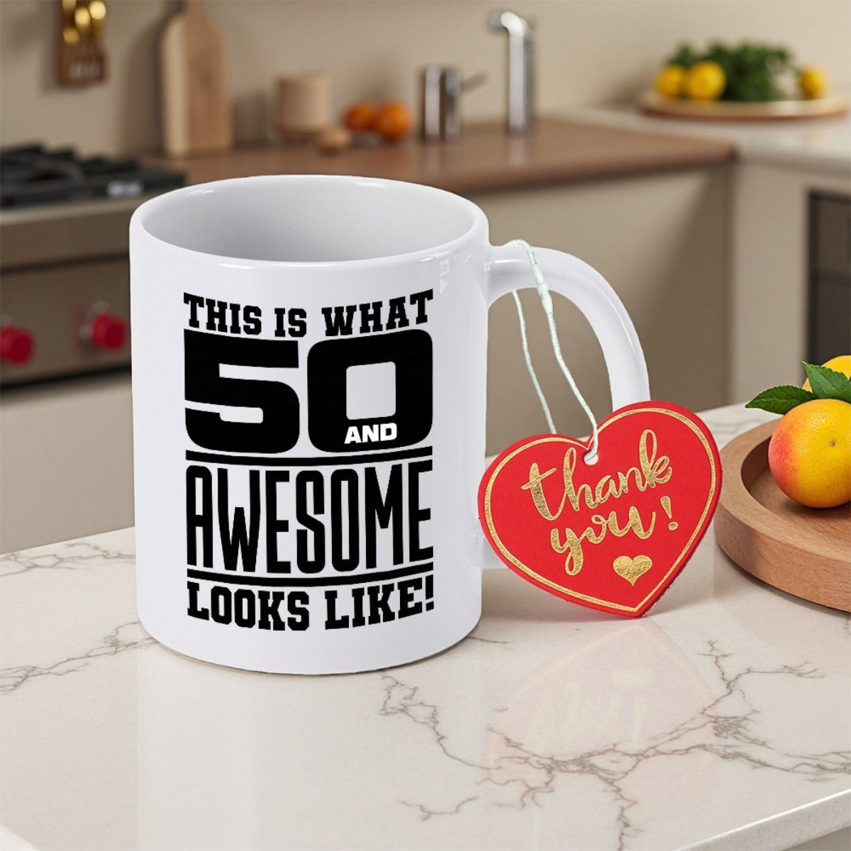 Tailorly White Ceramic 11 oz Mug - This Is What 50 And Awesome Looks Like Bold Block Typography Celebrating A Fifty Year Milestone Anniversary Number