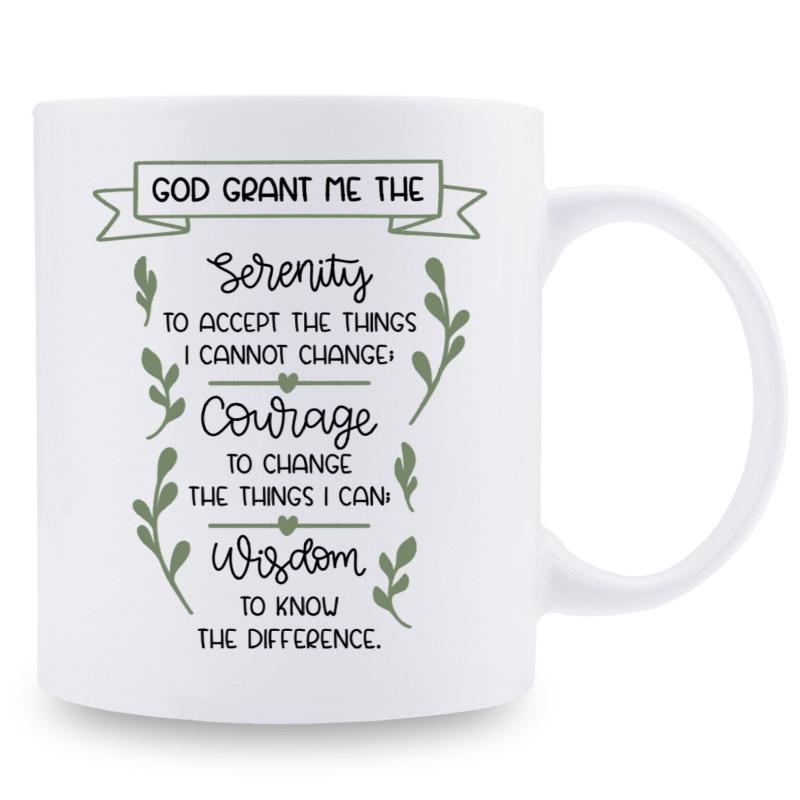 Tailorly White Ceramic 11 oz Mug - God Grant Me The Serenity To Accept The Things I Cannot Change Courage To Change The Things I Can Wisdom To Know The Difference