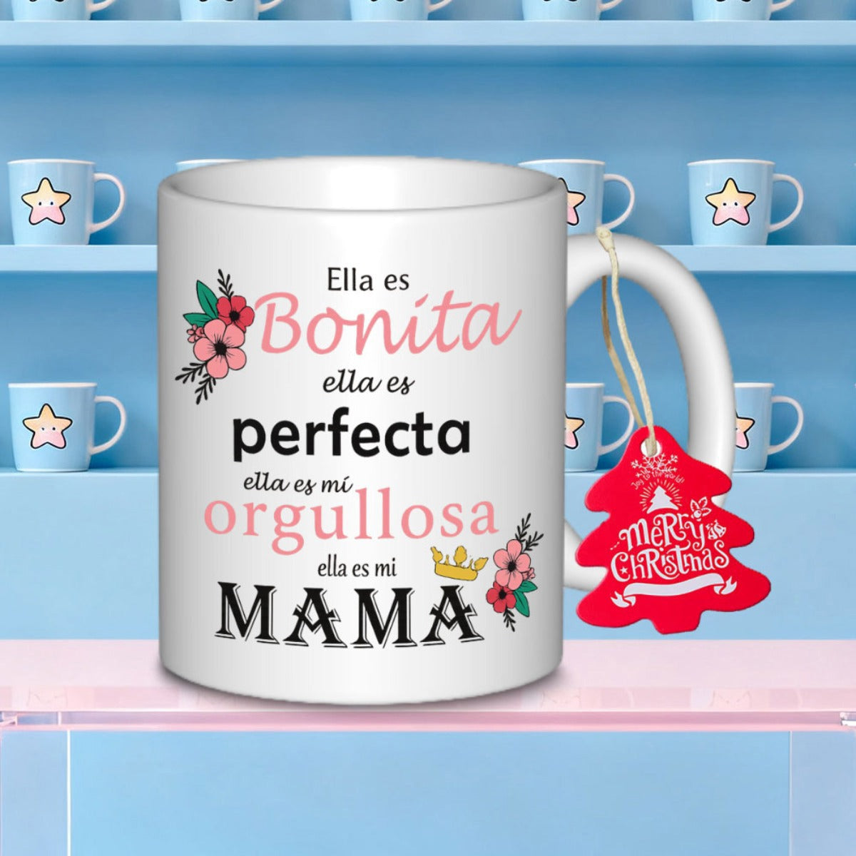 Tailorly White Ceramic 11 oz Mug - White Ceramic With Floral Accents And Decorative Script Lettering Mug