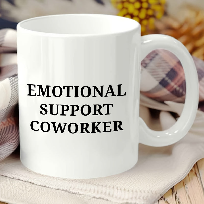 Tailorly White Ceramic 11 oz Mug - Emotional Support Coworker Clean With Classic Curved Handle Mug
