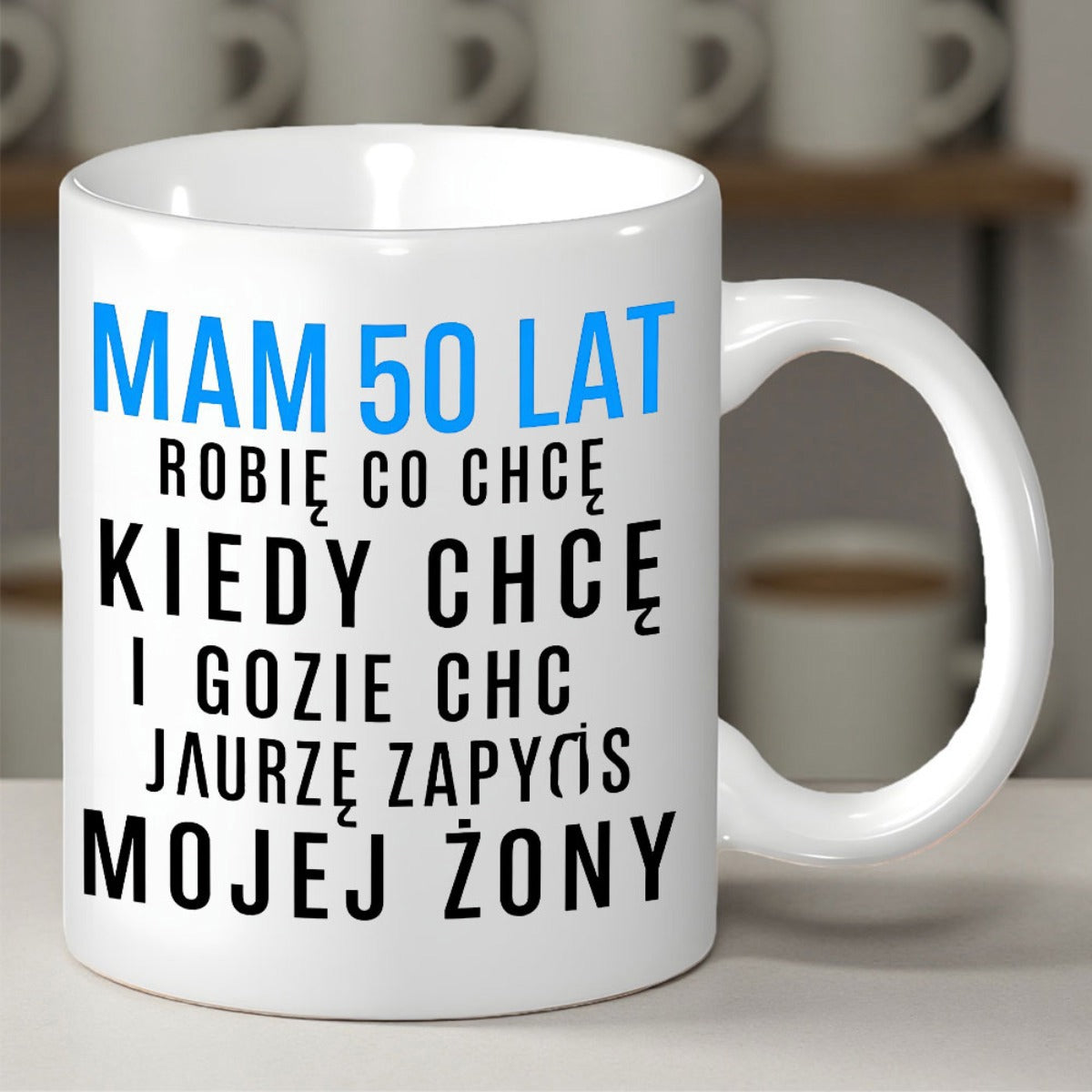 Tailorly White Ceramic 11 oz Mug - Minimalist White Ceramic Vessel Featuring Bold Blue And Black Script Mug