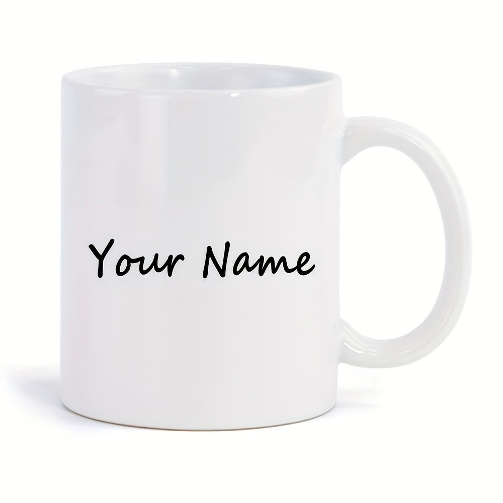 Tailorly White Ceramic 11 oz Mug - Your Name Minimalist White Ceramic Vessel With Smooth Glossy Finish And Handle Mug