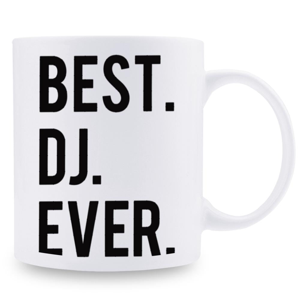 Tailorly White Ceramic 11 oz Mug - Best Dj Ever Bold Minimalist Black Typography Printed On A Clean