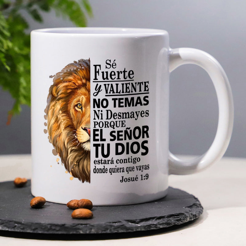Tailorly White Ceramic 11 oz Mug - Majestic Portrait Of A Strong Lion With Flowing Mane In Golden Tones Lion