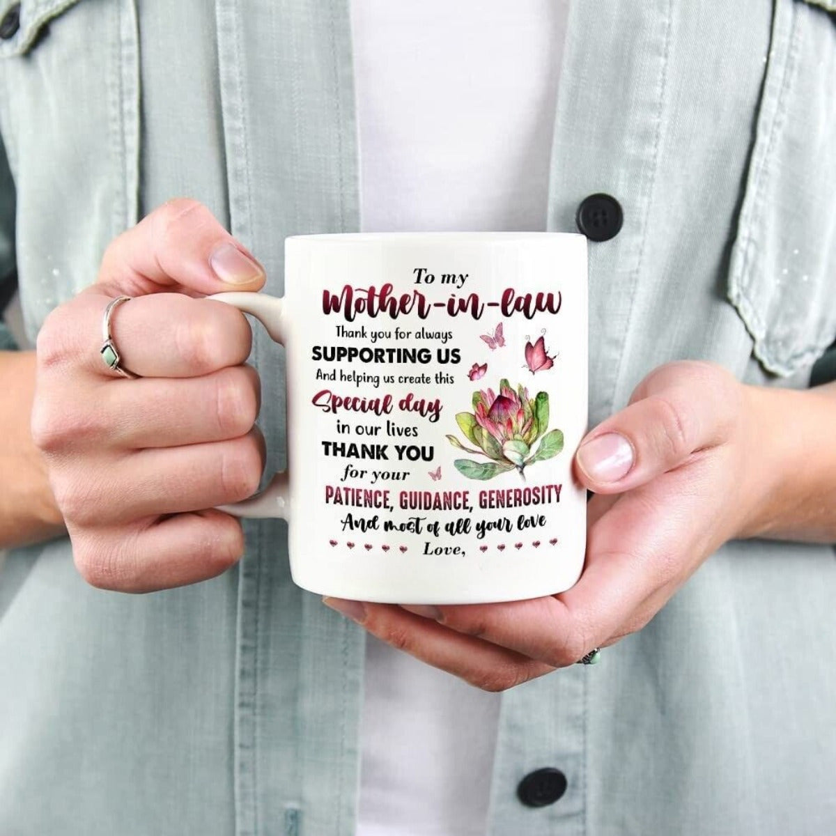 Tailorly White Ceramic 11 oz Mug - To My Mother In Law Thank You For Always Supporting Us And Helping Us Create This Special Day In Our Lives Thank You For Your