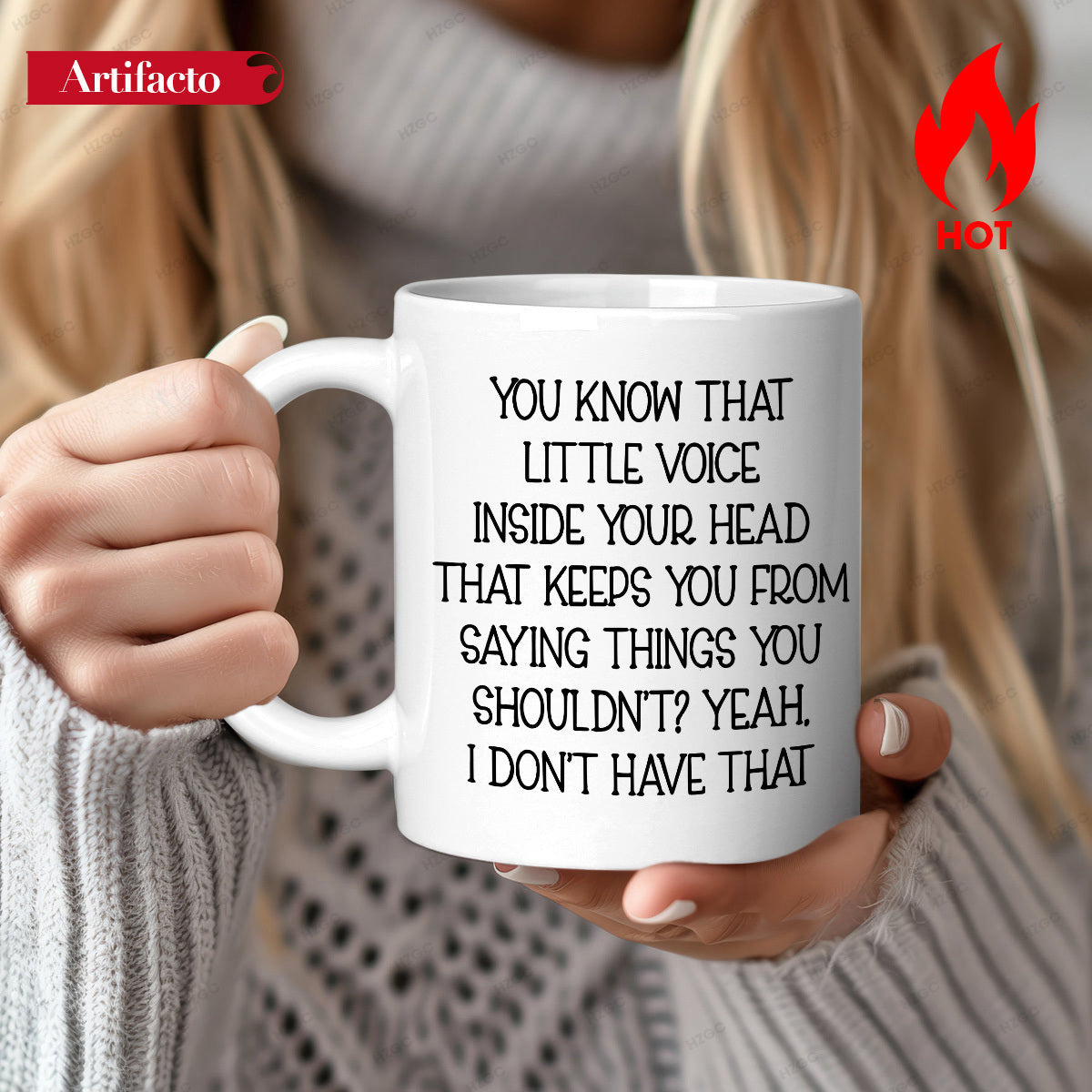 Tailorly White Ceramic 11 oz Mug - You Know That Little Voice Inside Your Head That Keeps You From Saying Things You Shouldnt Yeah I Dont Have That Minimalist