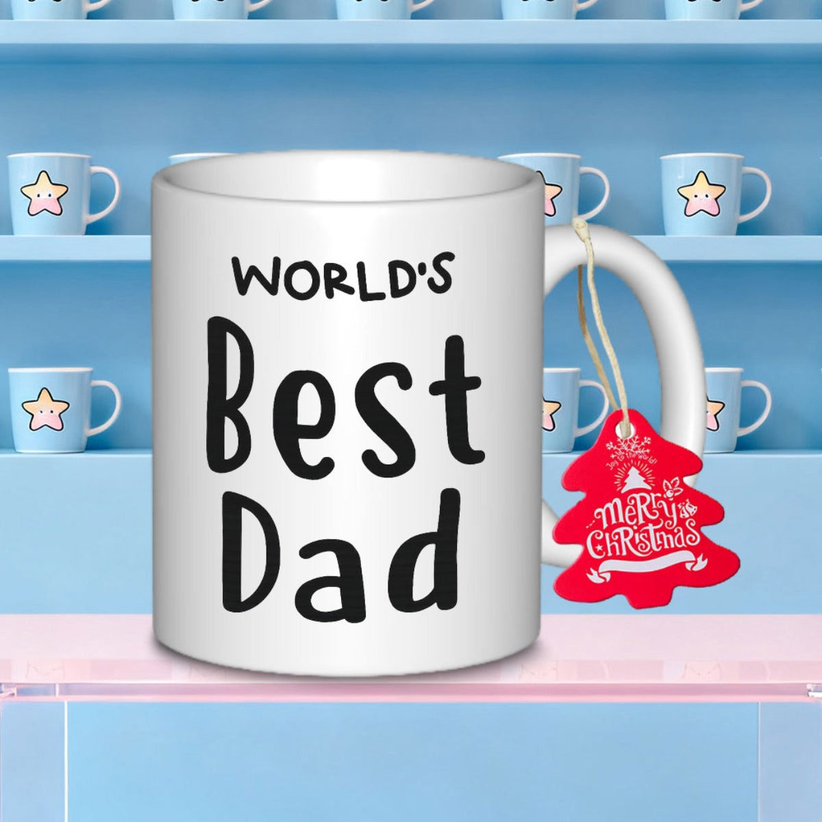 Tailorly White Ceramic 11 oz Mug - Worlds Best Dad Minimalist Style Featuring Bold Black Handwritten Font On Clean Background Sign