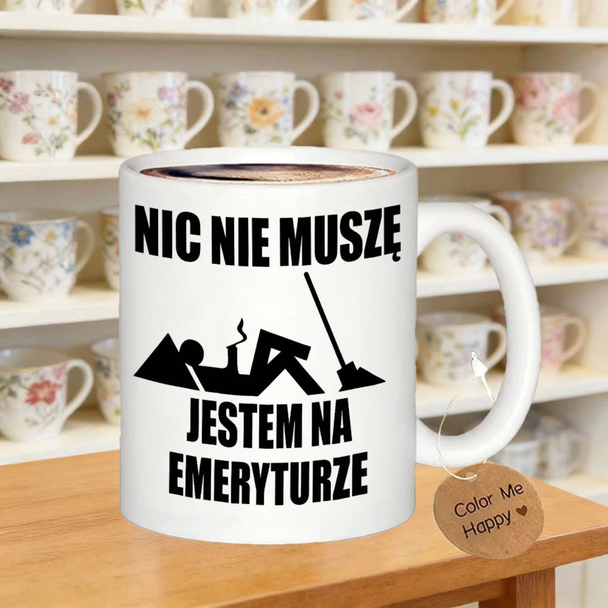 Tailorly White Ceramic 11 oz Mug - Relaxing Person Silhouette Resting Beside A Garden Tool Stick Figure