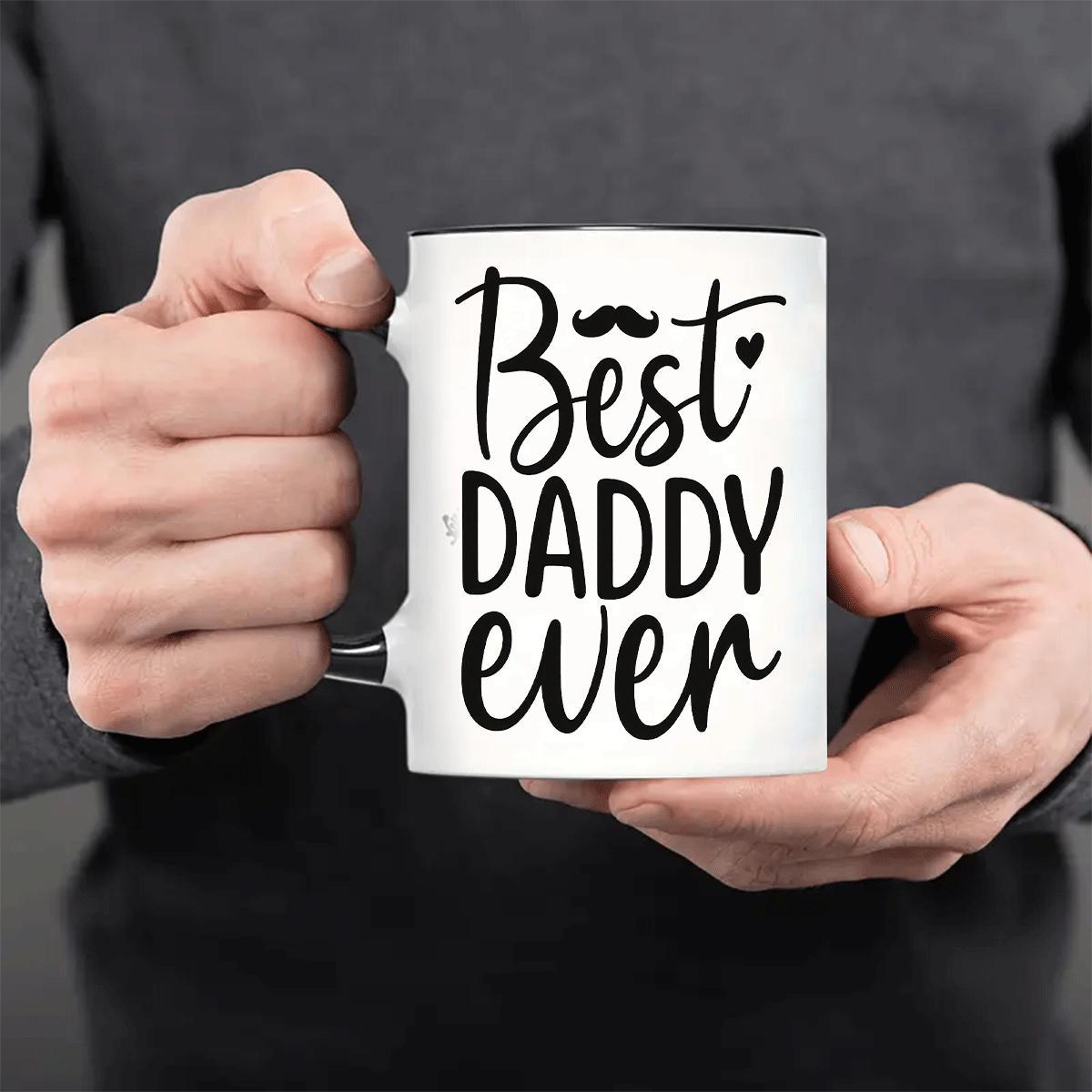 Tailorly White Ceramic 11 oz Mug - Best Daddy Ever Minimalist Black Metal Cutout Featuring A Whimsical Small Heart And Stylish Vintage Mustache