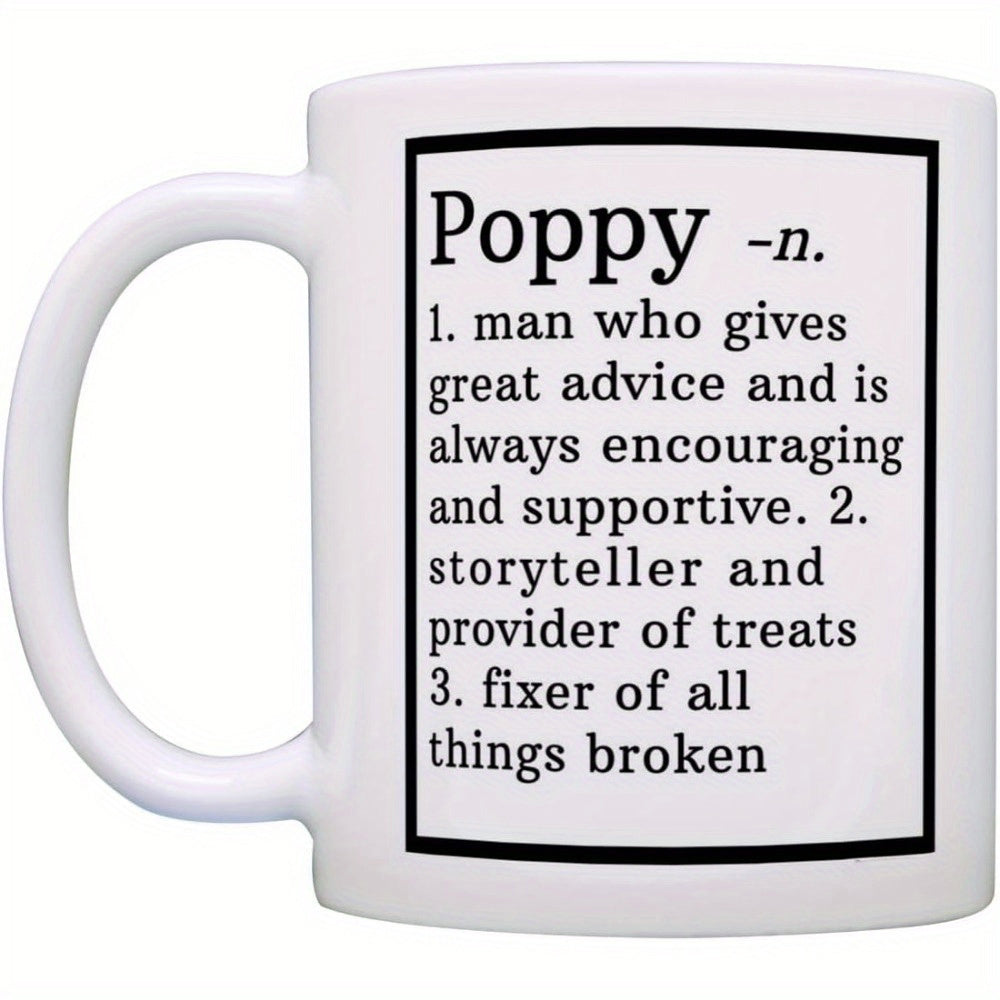 Tailorly White Ceramic 11 oz Mug - Poppy Classic Minimalist Black Bordered Dictionary Style Typography Layout Featuring Meaningful Quotes Sign