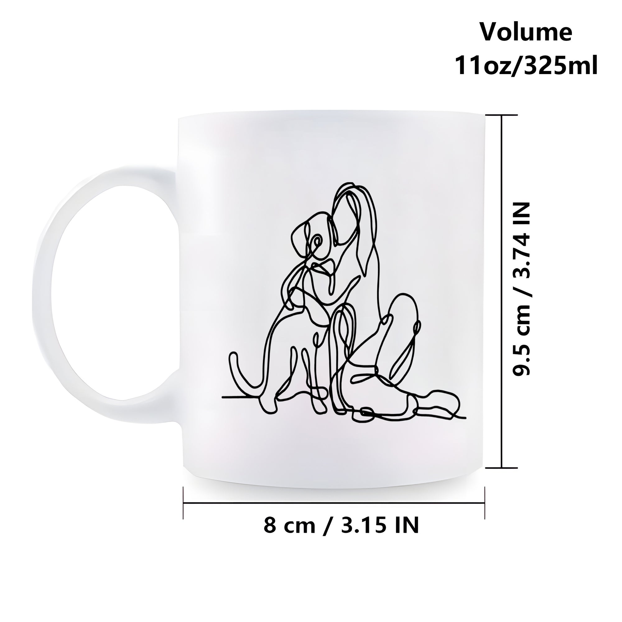 Tailorly White Ceramic 11 oz Mug - Minimalist Single Continuous Line Drawing Of Woman Hugging Her Loyal Dog