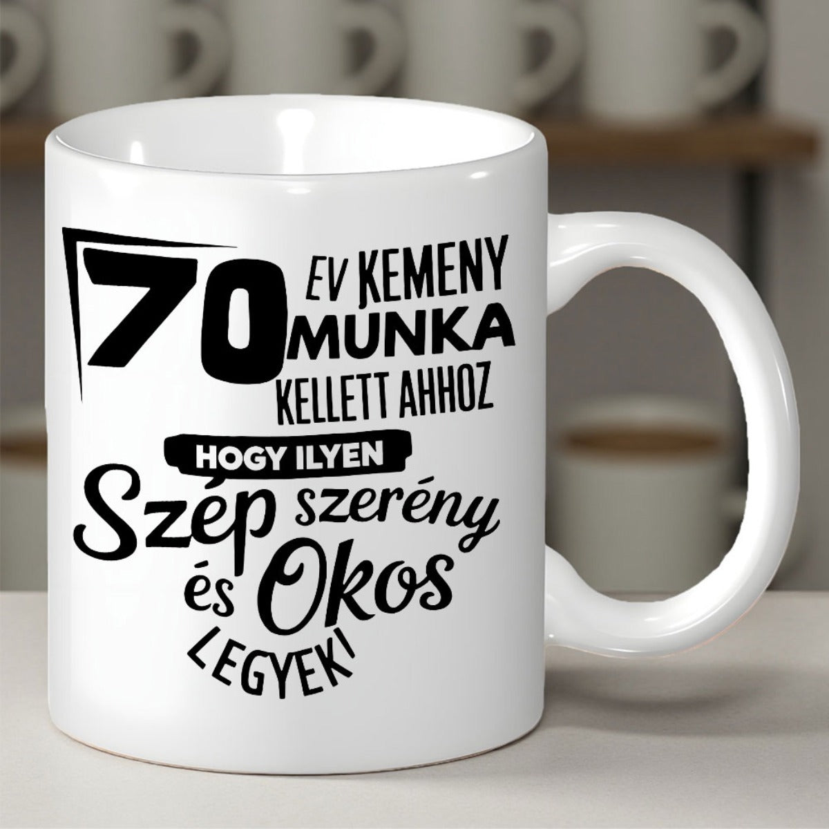 Tailorly White Ceramic 11 oz Mug - Bold Artistic Typography Featuring Elegant Script With Minimalist Geometric Line Accents Number