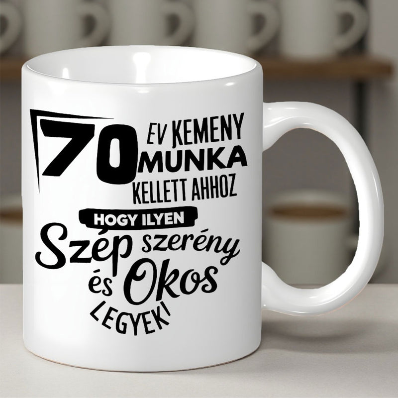 Tailorly White Ceramic 11 oz Mug - Bold Artistic Typography Featuring Elegant Script With Minimalist Geometric Line Accents Number